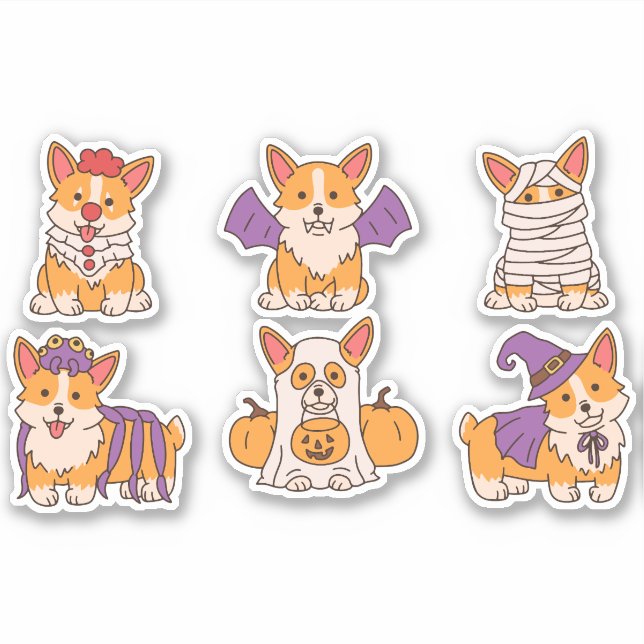 CUTE HALLOWEEN CORGI SET  STICKER (Front)