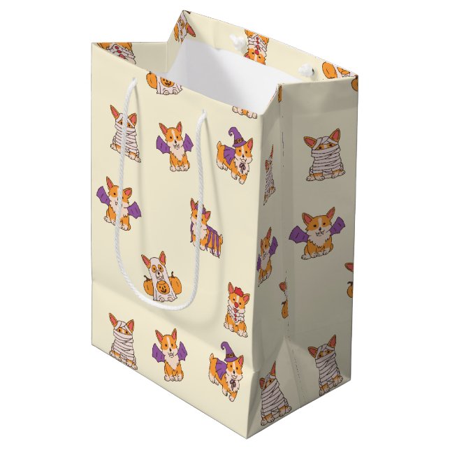 Cute Halloween Costume Cartoon Corgis Medium Gift Bag (Front Angled)