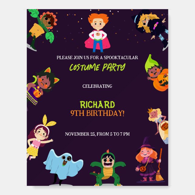 Cute Halloween Costume Modern Birthday Party Foam Board (Front)