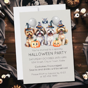 Dog and Cat Halloween Party Invites Vet or Animal Shelter