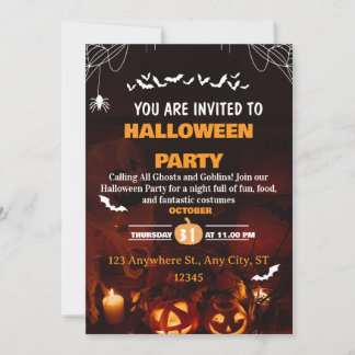 Cute Halloween Costume Party Invitation Card