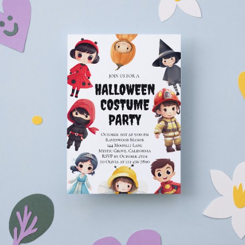 Cute Halloween Costume Party Invitation for Kids