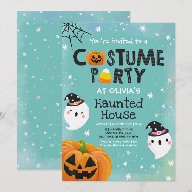 Cute Halloween Costume Party Spooktacular Invitation (Front/Back)