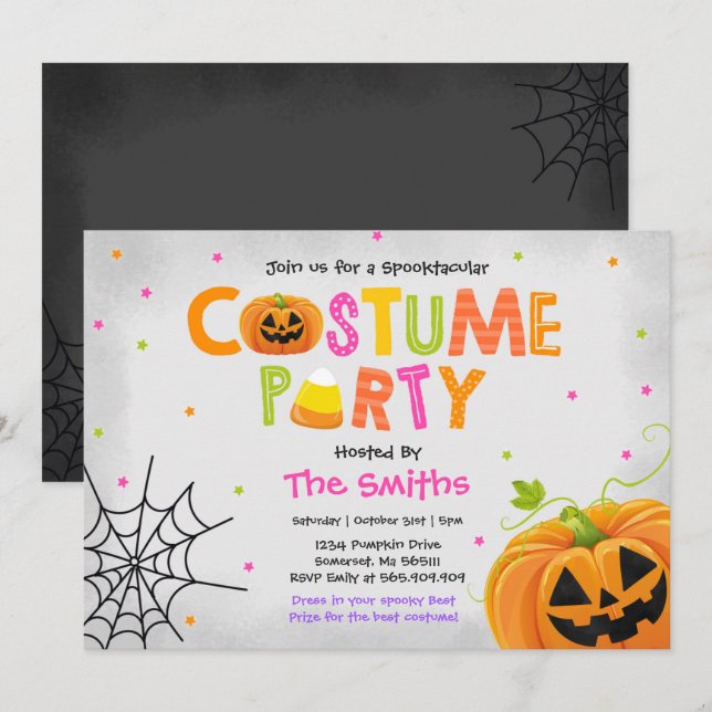 Cute Halloween Costume Party Spooktacular Invitation (Front/Back)