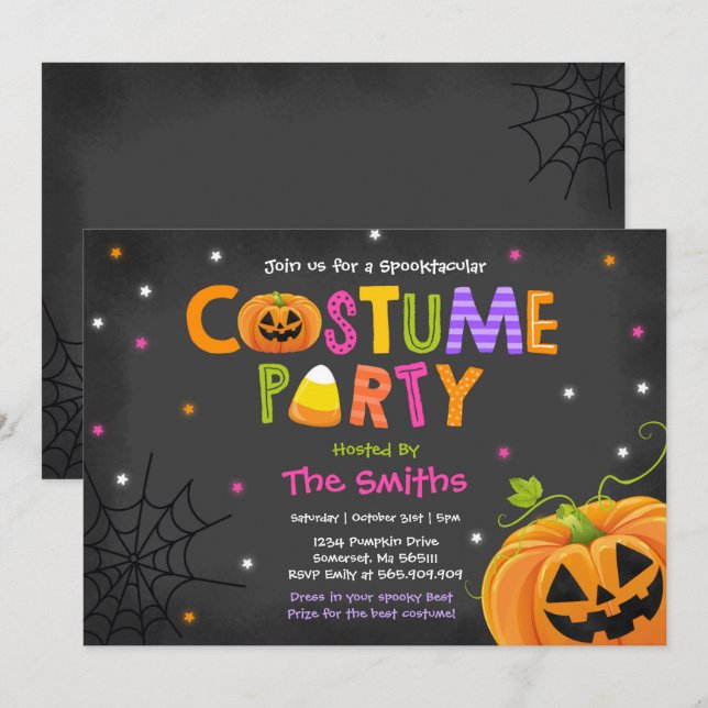 Cute Halloween Costume Party Spooktacular Invitation (Front/Back)