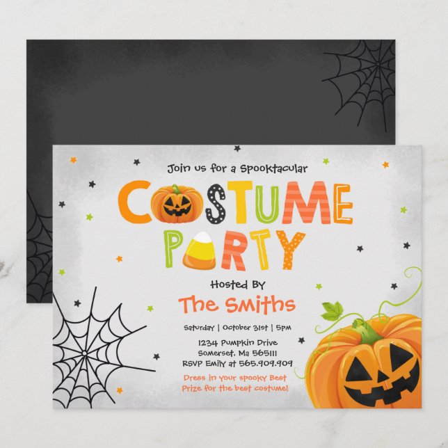 Cute Halloween Costume Party Spooktacular Invitation (Front/Back)