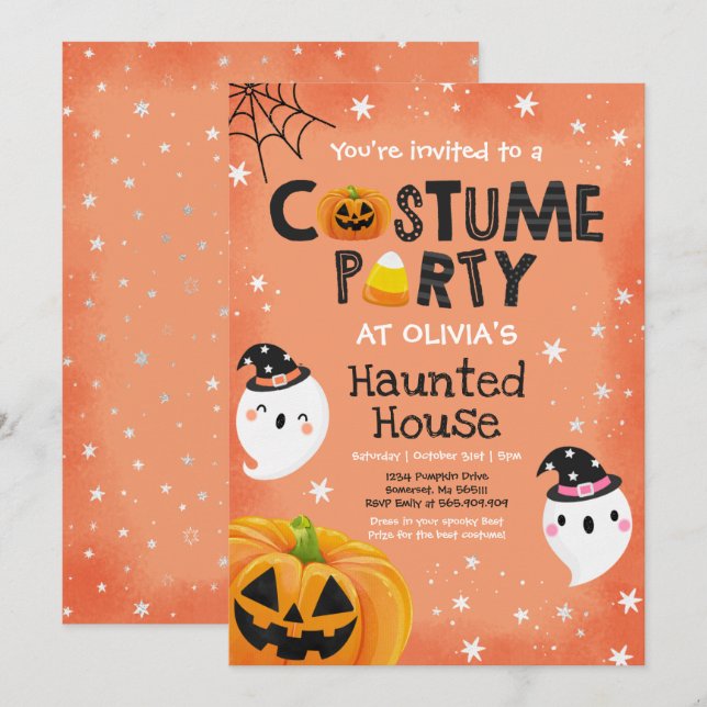 Cute Halloween Costume Party Spooktacular Invitation (Front/Back)