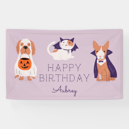 Cute Halloween Costume Pets Birthday Party Banner