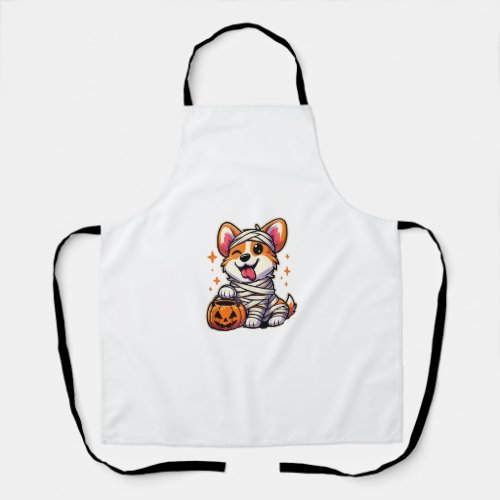 Cute Halloween Costume Welsh Corgi Mummy Dog Lover Apron