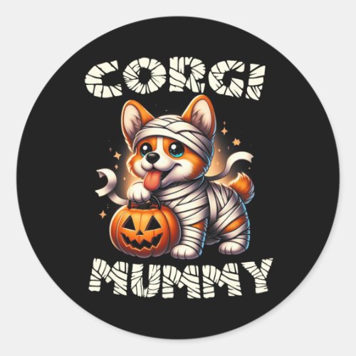 Cute Halloween Costume Welsh Corgi Mummy Dog Lover Classic Round Sticker