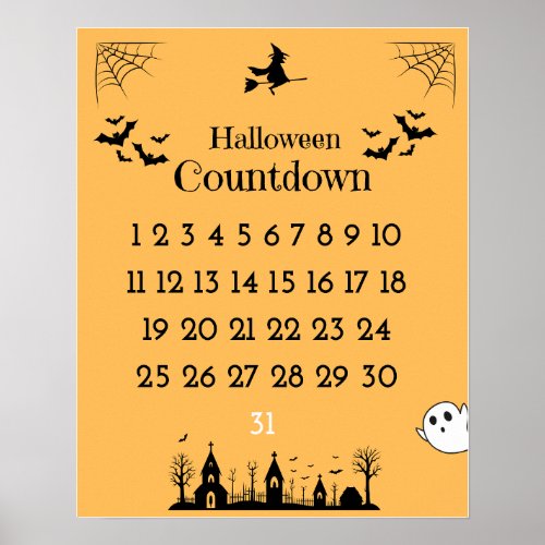Cute Halloween Countdown Poster