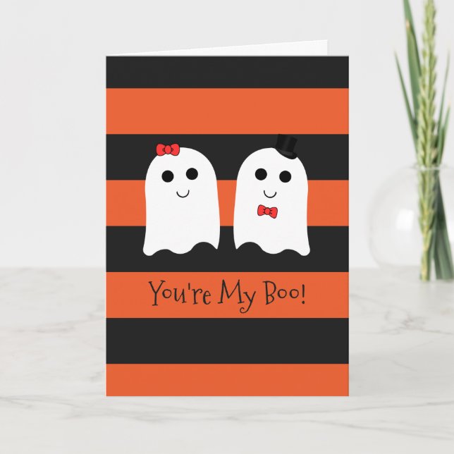Cute Halloween Couple Ghosts Greeting Card (Front)