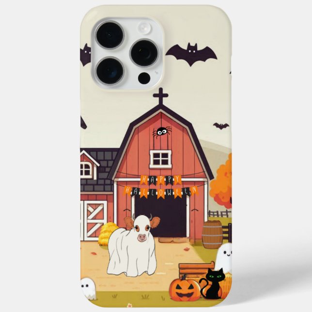 Cute Halloween cow and farm Case-Mate iPhone Case (Back)