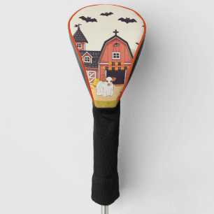 Cute Halloween cow and farm Golf Head Cover