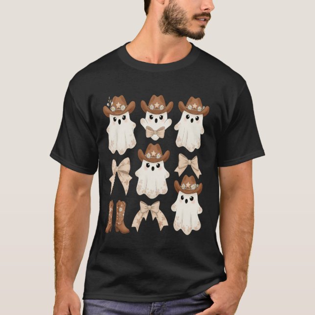 Cute Halloween Cowboy Ghost T-Shirt (Front)