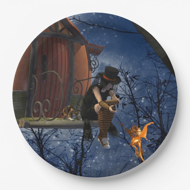 Cute Halloween Creature Encounter Paper Plates (Front)