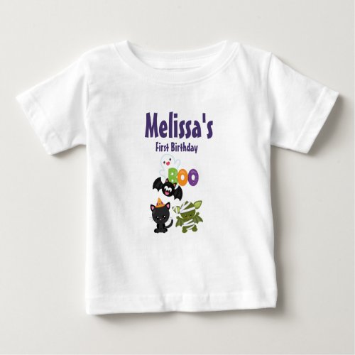 Cute Halloween Creatures First Birthday Baby T_Shirt