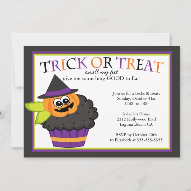 Cute Halloween Cupcake Kids Costume Party Invitation (Front)