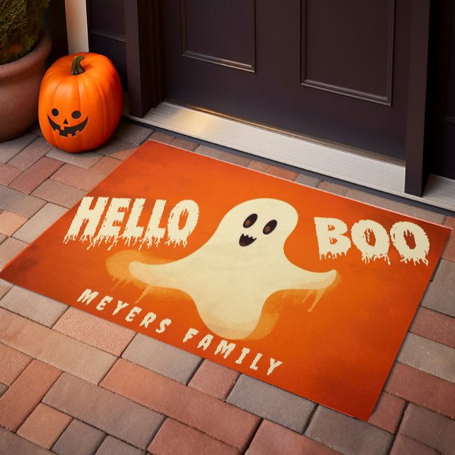 Cute Halloween Customized "Hello Boo" Welcome  Doormat (Festive Halloween "Hello Boo" Welcome Doormat)