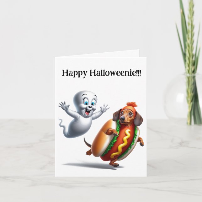 Cute Halloween Dachshund Card (Front)