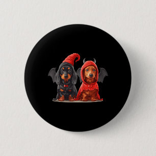 Cute Halloween Dachshund Dogs Devil Costume Black Button