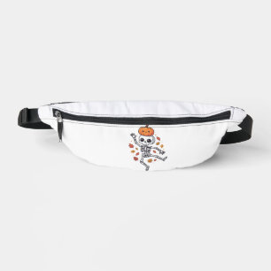 Cute Halloween Dancing Skeleton with Pumpkin Head Fanny Pack