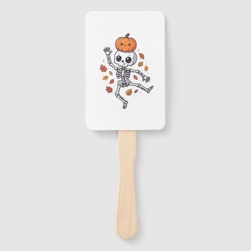 Cute Halloween Dancing Skeleton with Pumpkin Head Hand Fan