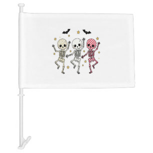 Cute Halloween Dancing Skeletons Car Flag