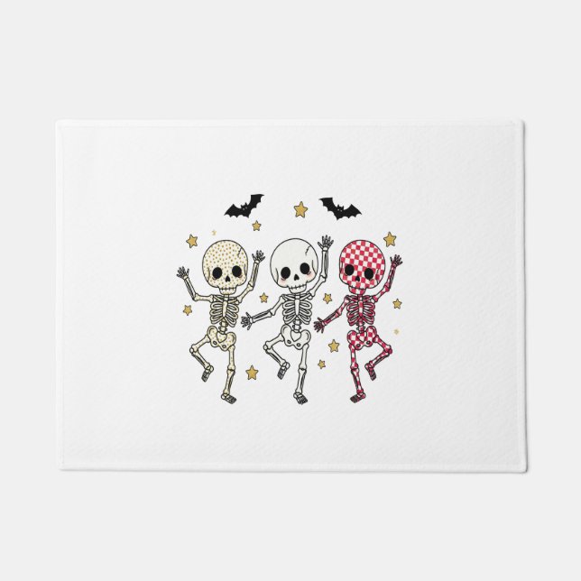Cute Halloween Dancing Skeletons Doormat (Front)