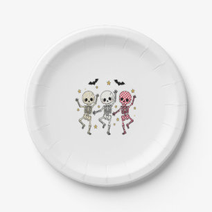 Cute Halloween Dancing Skeletons Paper Plates