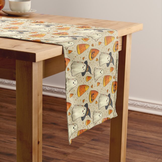 Cute Halloween Decoration Ghosts  Medium Table Runner (In Situ)