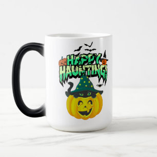 Cute Halloween design with pumpkin and a black cat Color Morph Mug
