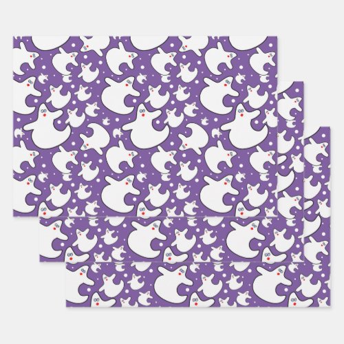 Cute Halloween Diva Ghost  Purple  White Pattern Wrapping Paper Sheets