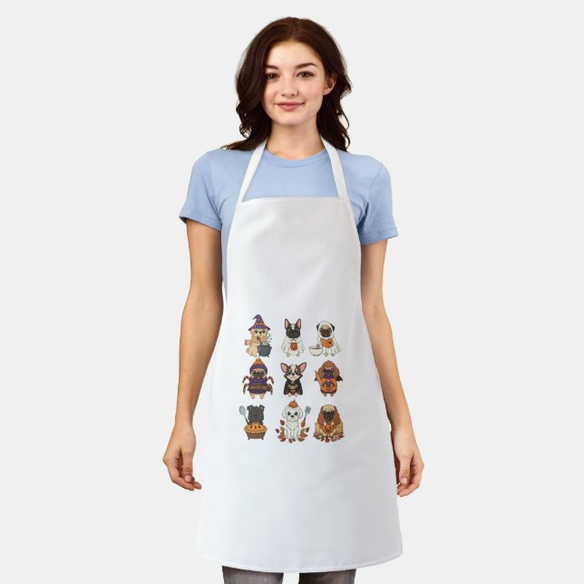Cute Halloween Dog Cartoon Apron (Worn)