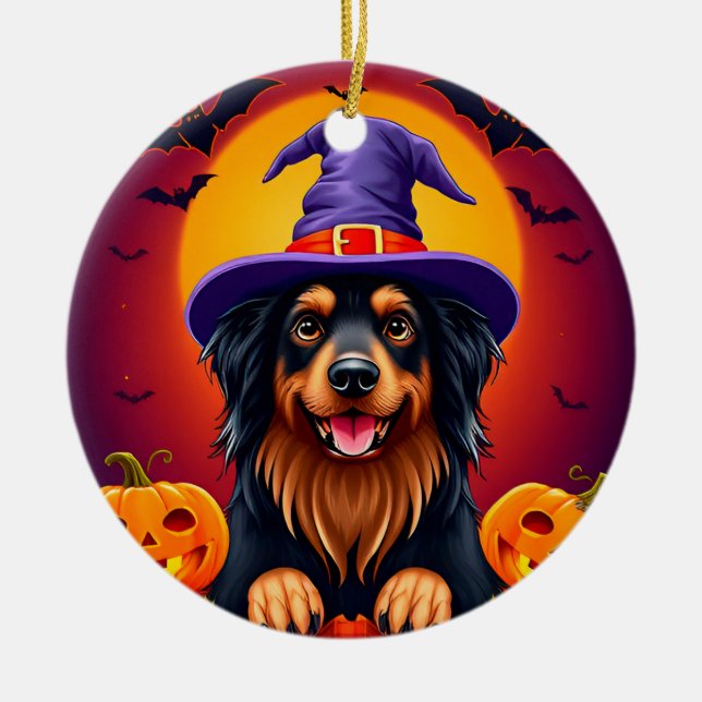 Cute halloween dog ceramic ornament (Front)