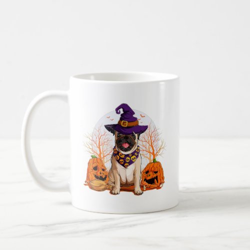 Cute Halloween Dog Lover Witchy Pug Halloween   Coffee Mug