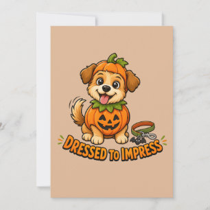 Cute Halloween Dog Pumpkin Costume Invitation