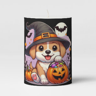 Cute Halloween dog/puppy Pillar Candle