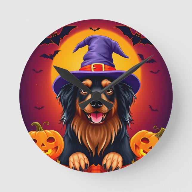 Cute halloween dog round clock (Front)