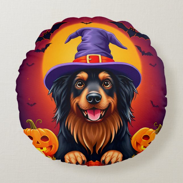 Cute halloween dog round pillow (Front)