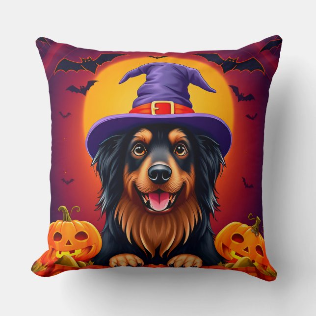 Cute halloween dog throw pillow (Front)