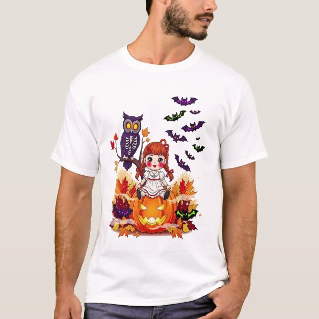 Cute Halloween Doll Owl T-Shirt (Front)