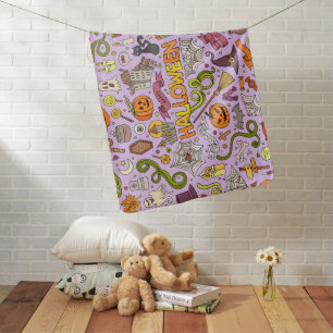 Cute Halloween Doodle Pattern Baby Blanket