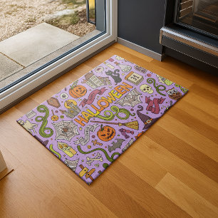 Cute Halloween Doodle Pattern Doormat