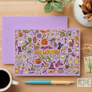 Cute Halloween Doodle Pattern Envelope