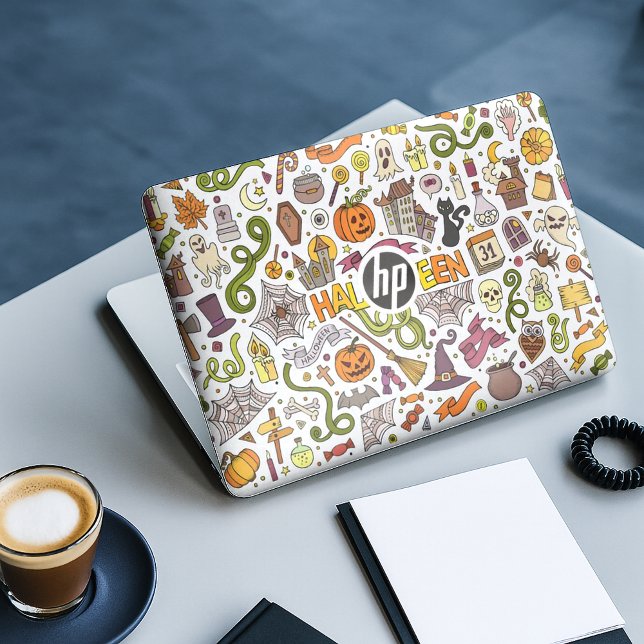 Cute Halloween Doodle Pattern HP Laptop Skin (Creator Uploaded)