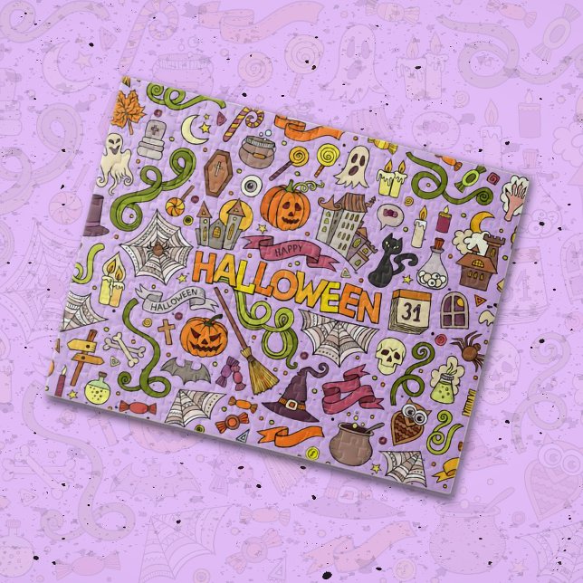 Cute Halloween Doodle Pattern Jigsaw Puzzle (Creator Uploaded)