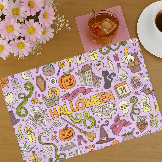 Cute Halloween Doodle Pattern Placemat (Creator Uploaded)