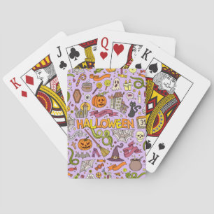 Cute Halloween Doodle Pattern Poker Cards