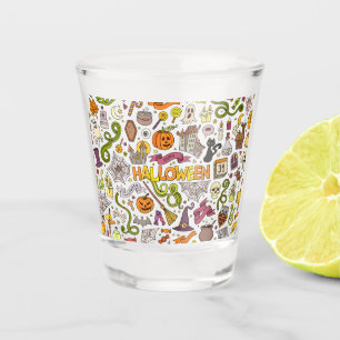 Cute Halloween Doodle Pattern Shot Glass